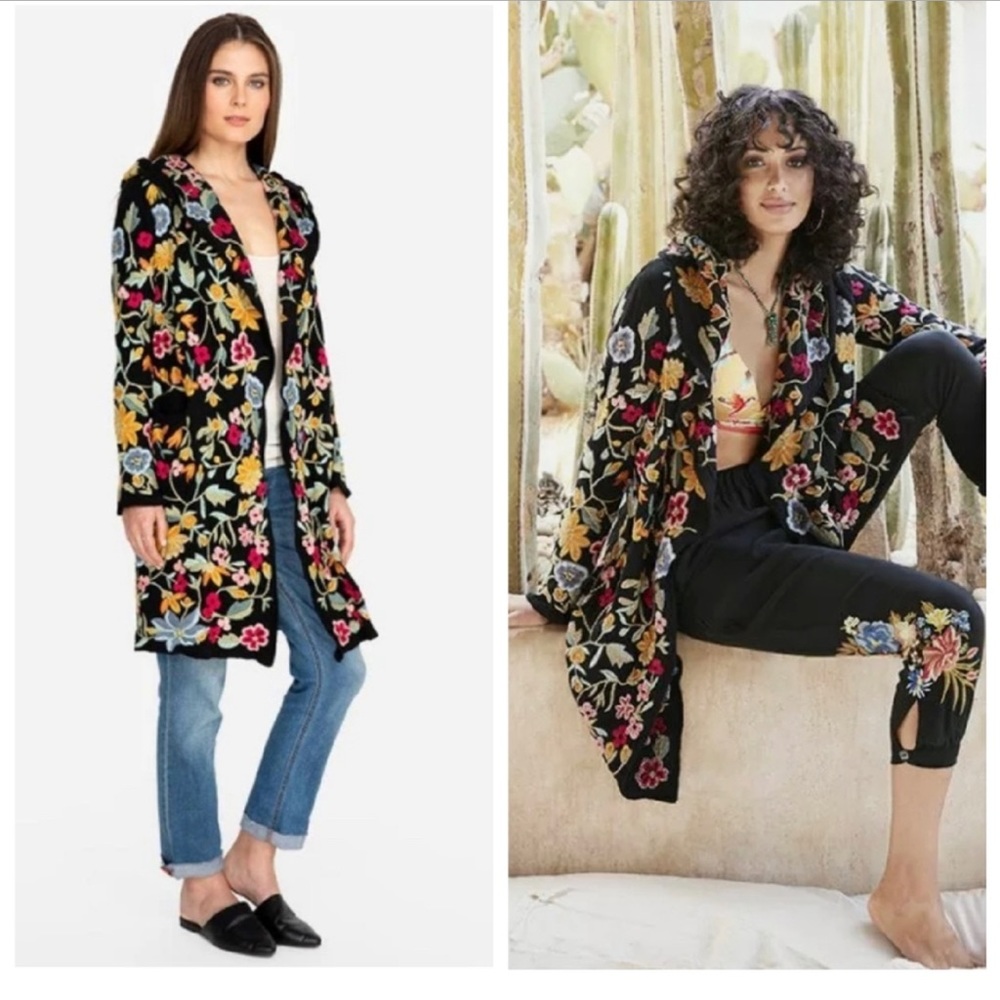 Johnny Was Safai Hooded Duster Jacket in Black